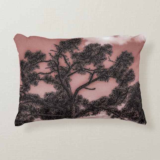 Pine and Palm Trees Silhouette  Decorative Cushion (Front)