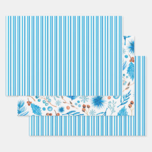 Pine and Stripes Wrapping Paper Sheet