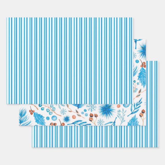 Pine and Stripes Wrapping Paper Sheet (Set)