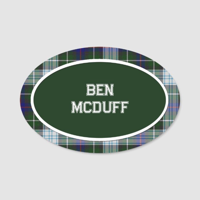 Pine and White Mackenzie Plaid Name Tag (Front)