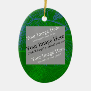 Pine background blue green, your-image-templateSQ Ceramic Tree Decoration