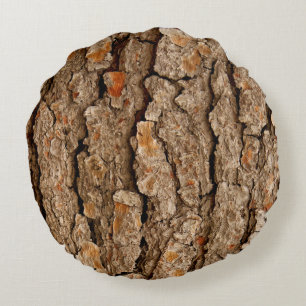 Pine Bark Texture Round Cushion