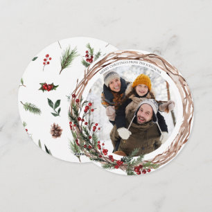 Pine Berry Natural Botanicals Round Photo Holiday Card