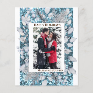 Pine Blue Frame Photo Template Glitter Budget Flyer