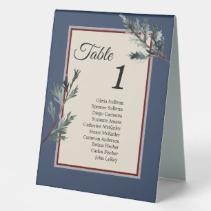 Pine Blue Winter Table Tent Sign with Guests