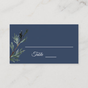 Pine Blue Winter Wedding Place Card