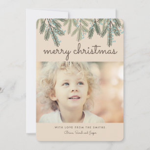 Pine Bough Merry Christmas Holiday Photo Card