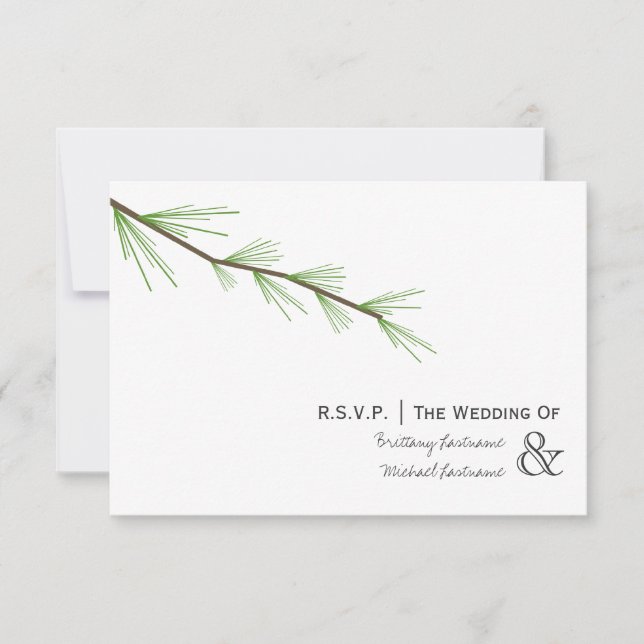 Pine Bough Wedding R.S.V.P. RSVP Card (Front)