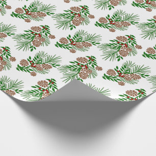 Pine Boughs Cones and Berries Your Colour Wrapping Paper