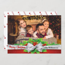 Pine Bow With Holly Photo Christmas