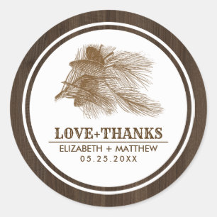 Pine Branch Barn Wood Farm Wedding Stickers