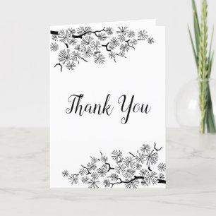Pine Branch Black White Thank You Card
