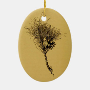 pine branch ceramic tree decoration
