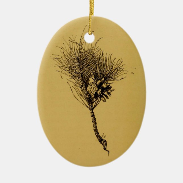 pine branch ceramic tree decoration (Front)