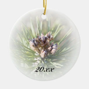 Pine Branch Dated Ceramic Tree Decoration