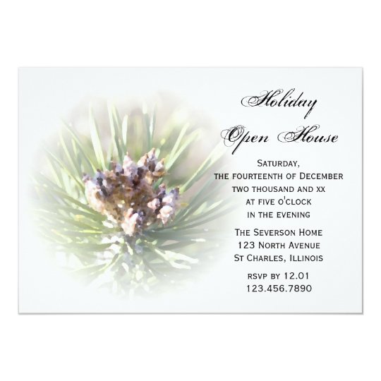 Pine Branch Holiday Open House Party Invitation