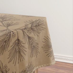 Pine Branch Minimalist Kraft Tablecloth