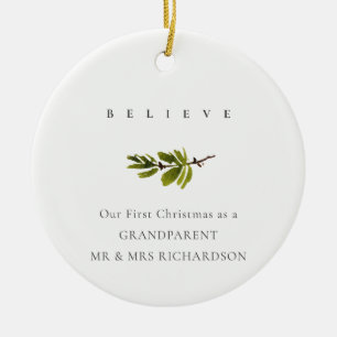 Pine Branch Our First Christmas Photo Believe Ceramic Tree Decoration