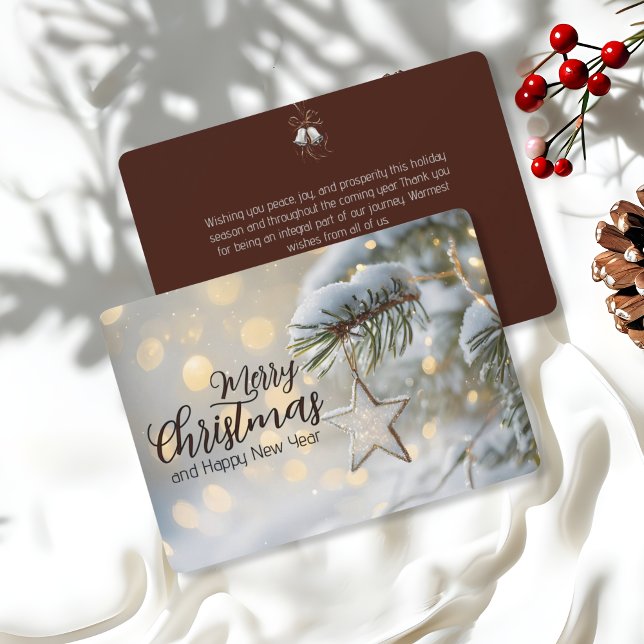 Pine Branch Star Ornament Elegant Christmas Holiday Card (Creator Uploaded)