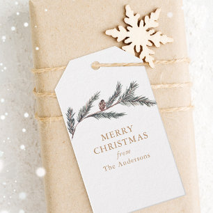 Pine Branch Tartan Plaid Personalised Christmas Gift Tags