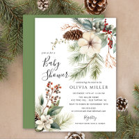 Pine Branch Winter Botanical Baby Shower