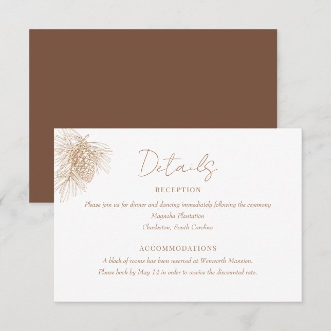 Pine Branch | Winter Forest Wedding Details  Enclosure Card (Front/Back)