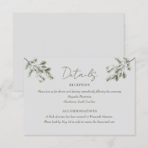 Pine Branch   Winter Forest Wedding Details  Enclosure Card