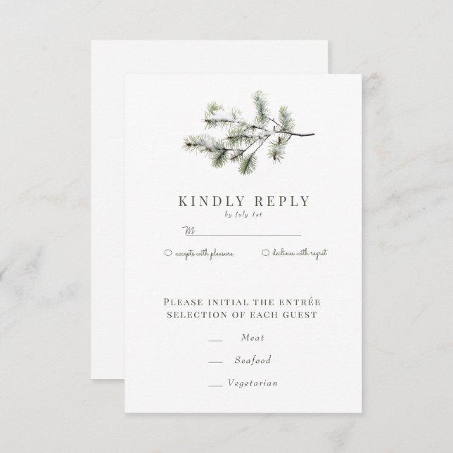 Pine Branch | Winter Forest Wedding RSVP Card (Front/Back)