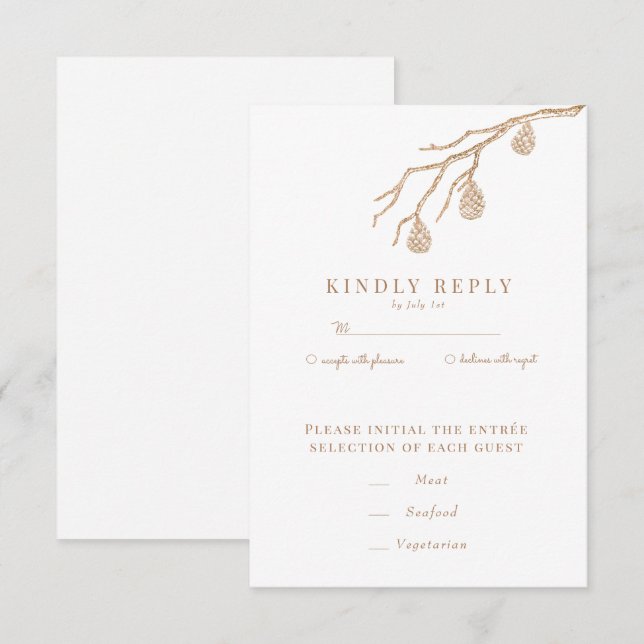 Pine Branch | Winter Forest Wedding RSVP Card (Front/Back)