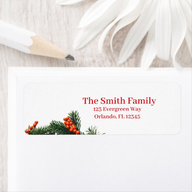 Pine Branch with Berries Return Address  (Insitu)