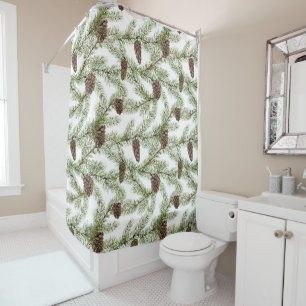 Pine Branches and Pine Cones Shower Curtain