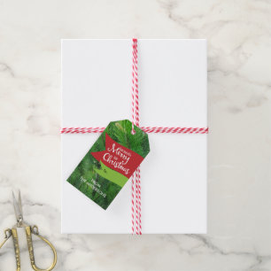 Pine Branches, Merry Little Christmas Photo Gift Tags