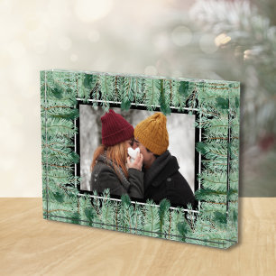 Pine Branches on Black Photo Block