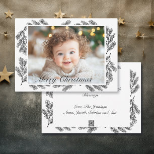 Pine Branches Personalised Photo Christmas Holiday Card