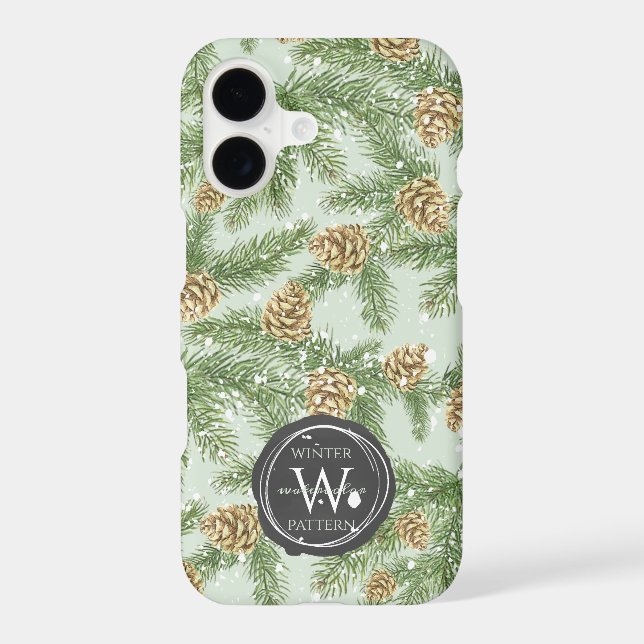 Pine Branches & Pine Cones Watercolor Pattern (Back)