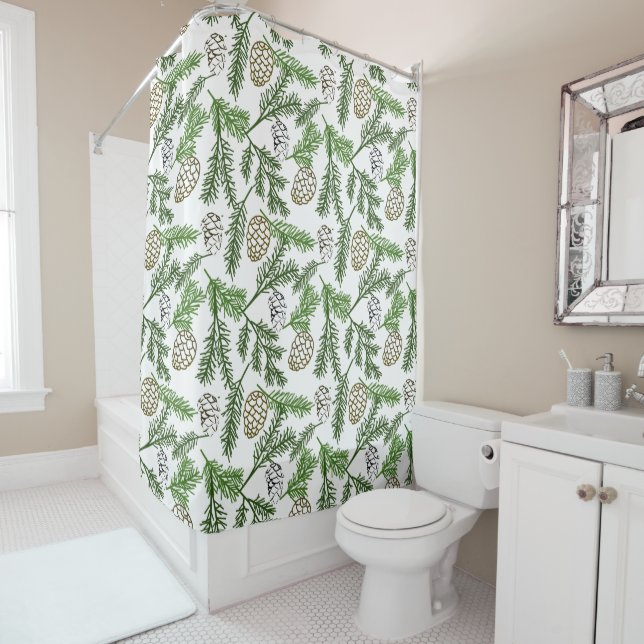 Pine Branches Shower Curtain (In Situ)