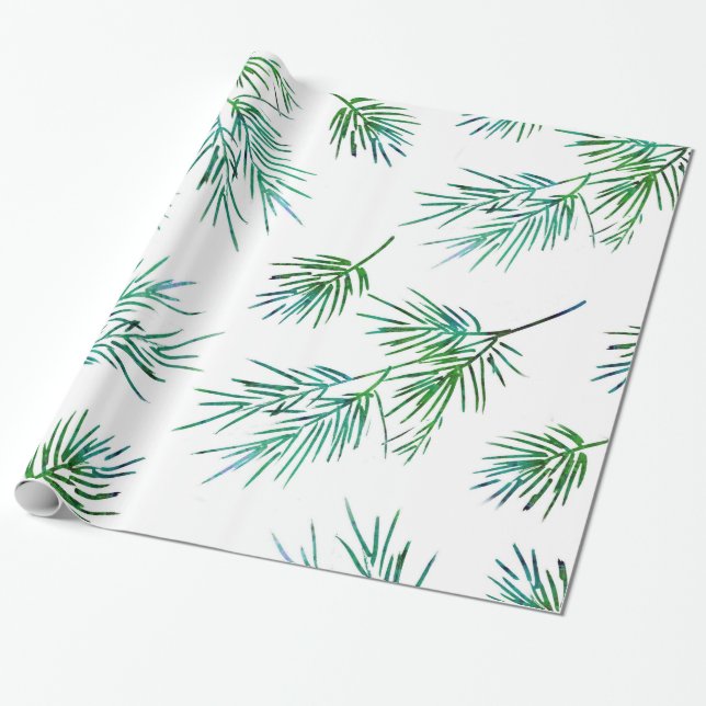'Pine Branches' Silk Pattern Wrapping Paper (Unrolled)
