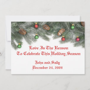 Pine Christmas Ornament Wedding Invitations