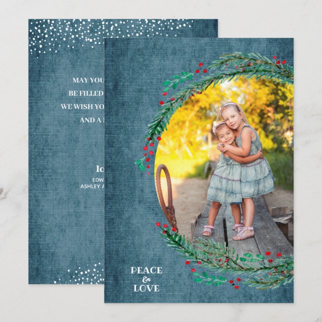 Pine Christmas Photo Holiday Card (Front/Back)