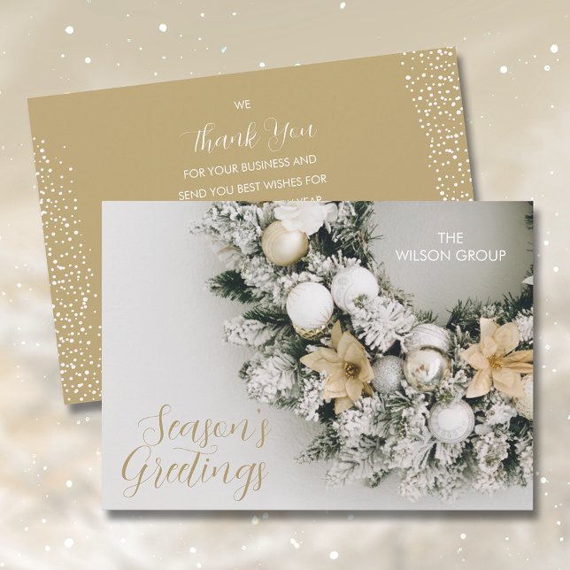 Pine Christmas Wreath Business Thank You Holiday Card (Creator Uploaded)