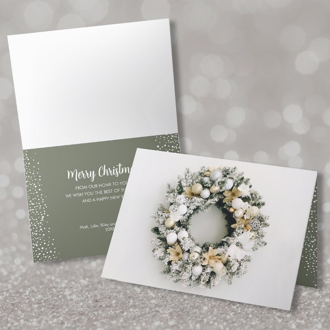 Pine Christmas Wreath Folded Holiday Card (Creator Uploaded)