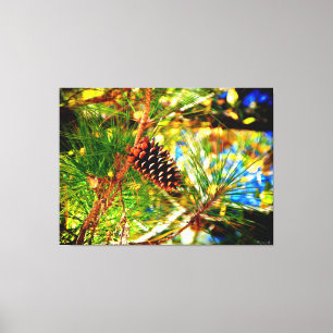 Pine Cone Among Green Needles Canvas Print
