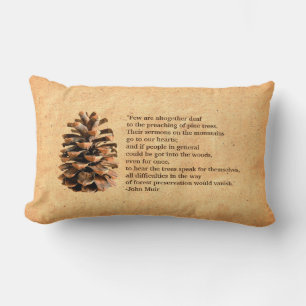 Pine Cone And John Muir Quote Lumbar Cushion