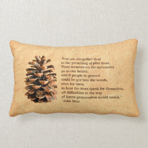 Pine Cone And John Muir Quote Lumbar Cushion