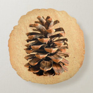 Pine Cone And John Muir Quote Round Cushion