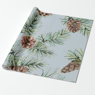 Pine Cone/Blue Pattern Wrapping Paper