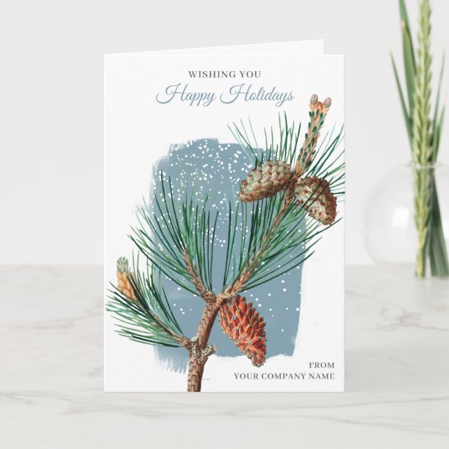 Pine Cone Christmas Clients Customer Employees Holiday Card (Front)