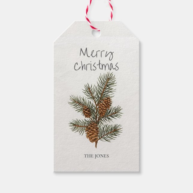 Pine Cone Christmas Gift Tag (Front)