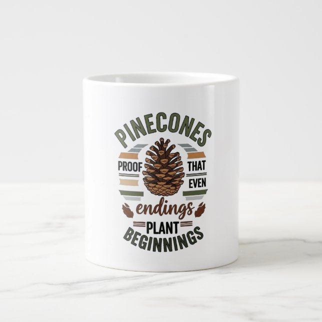 Pine cone design - The Evergreen Promise Large Coffee Mug (Front)