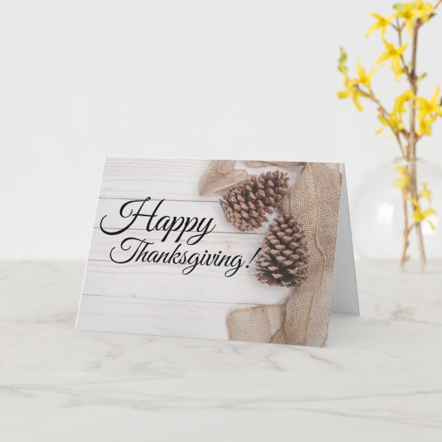 Pine cone fall scene greeting card (Yellow Flower)
